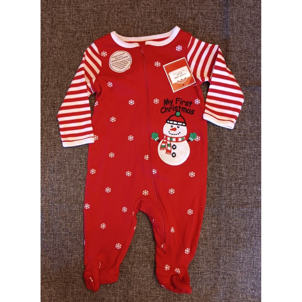 pajamas 3 To 6 Months New Holiday Time  First Christmas sleeper SnowmanHoliday